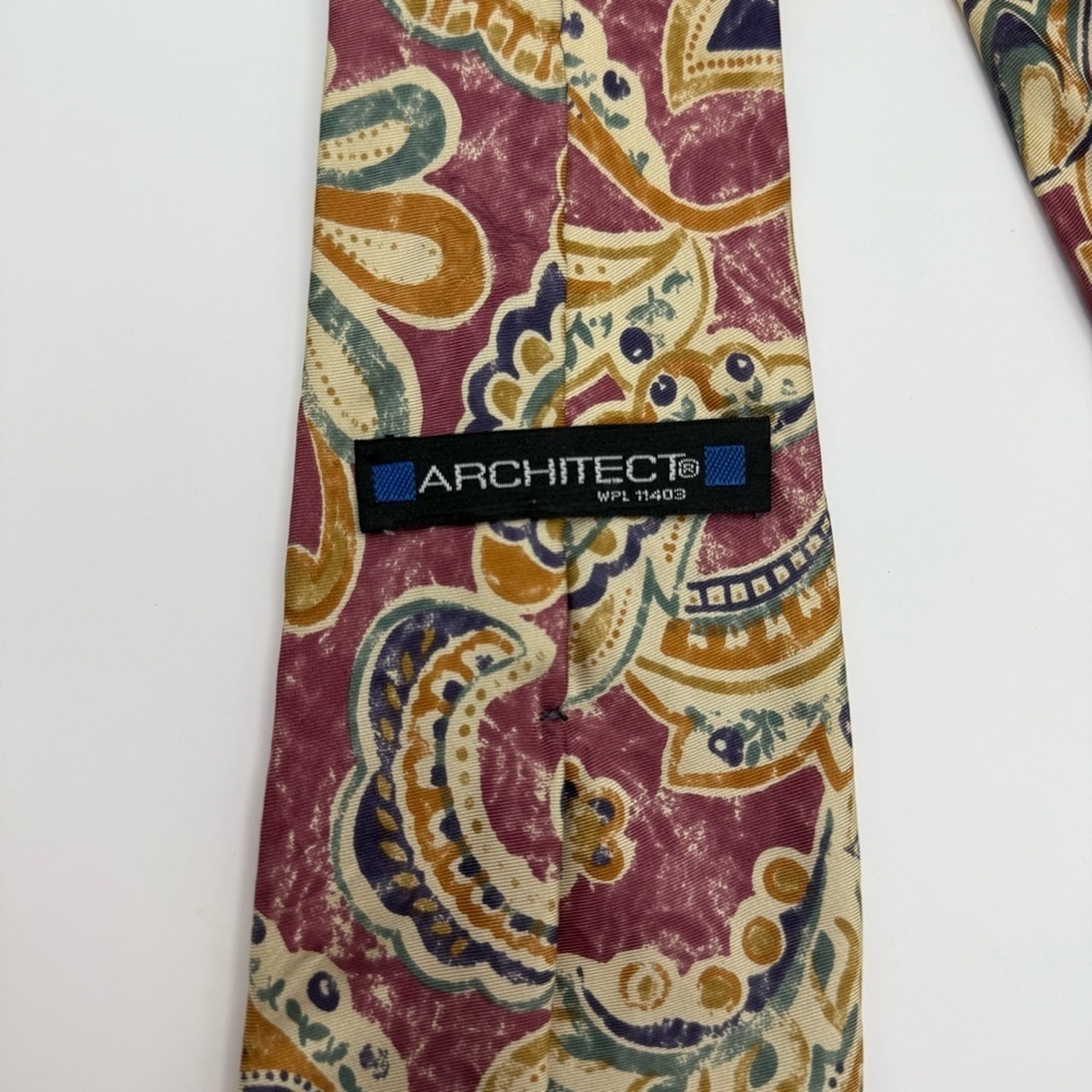 Vintage Architect 100% Italian Silk Men’s Neckties Floral Hearts - Picture 5 of 7